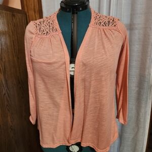 Maurices Peach Lace Detail Cardigan